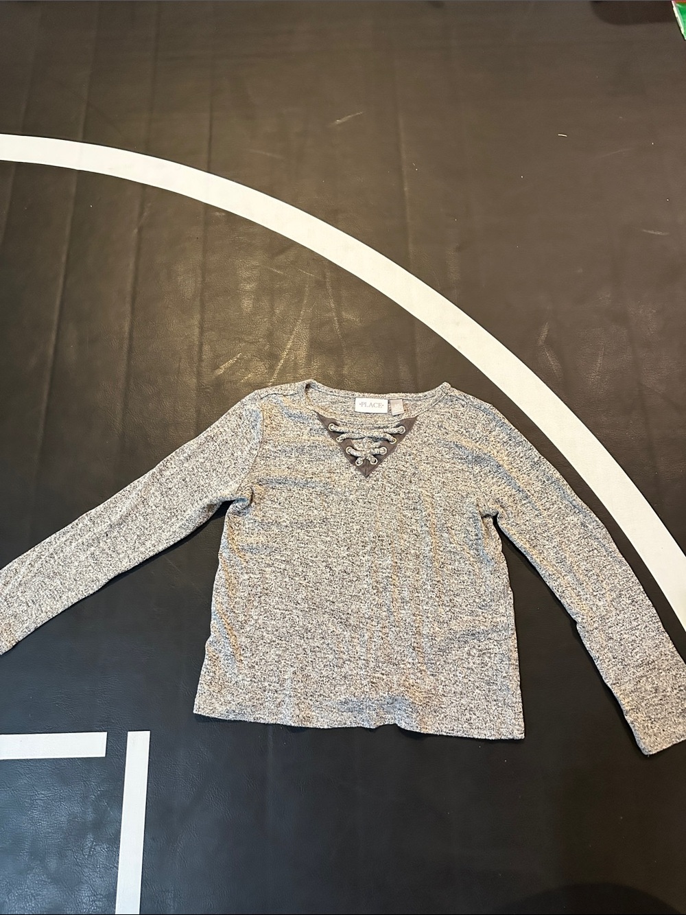 The Children's Place Gray Lace-Up Knit Long Sleeve Top